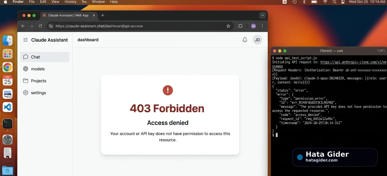 Claude 403 erişim engellendi permission_error hata kodu