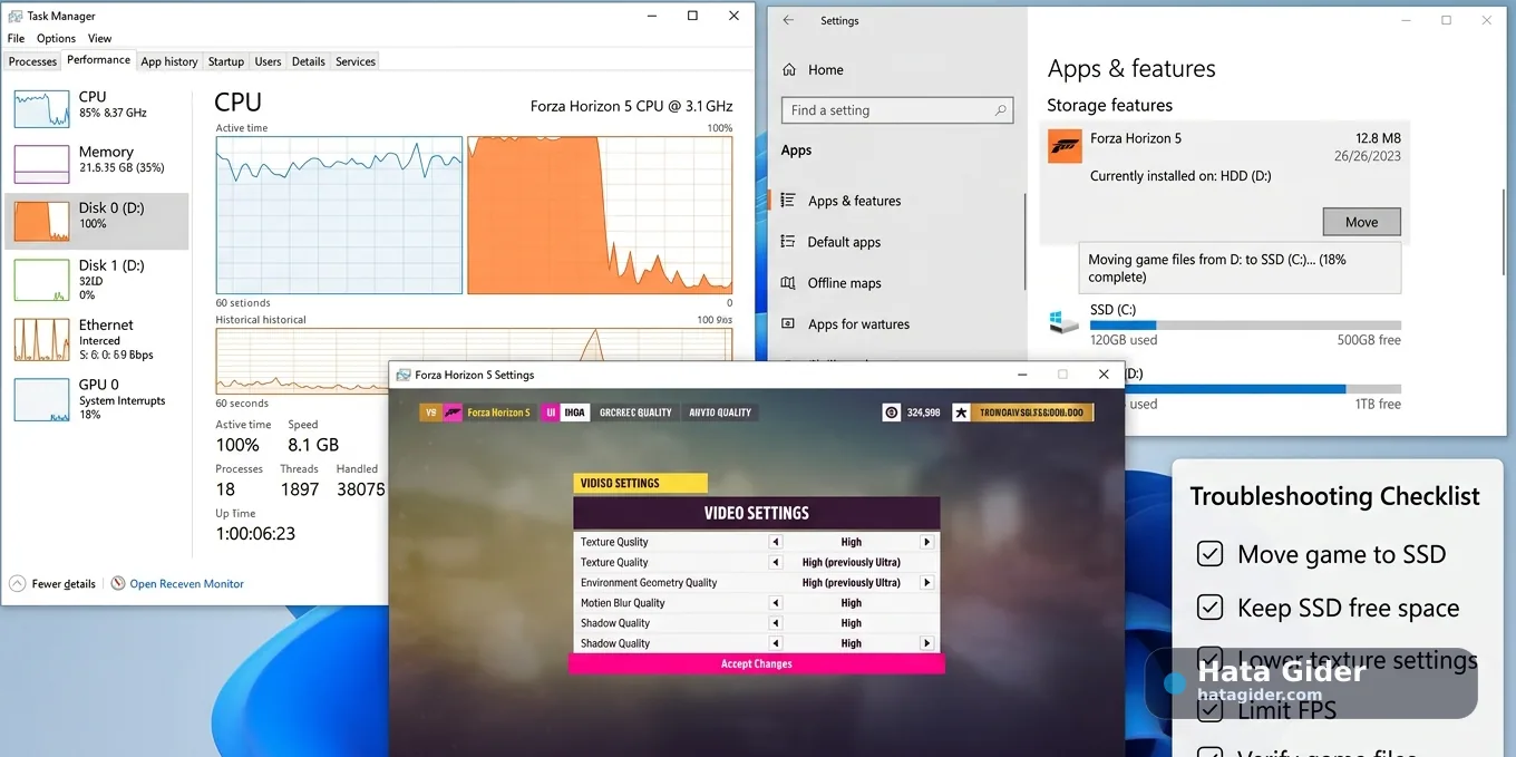 Forza Horizon 5 düşük streaming bandwidth SSD grafik ayarı ve disk kullanımı çözümü Forza Horizon 5 düşük streaming bandwidth SSD grafik ayarı ve disk kullanımı çözümü
