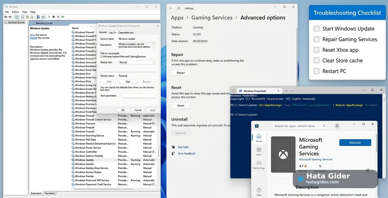 Forza Horizon 5 0x80070422 Gaming Services Windows Update ve Xbox app onarma çözümü