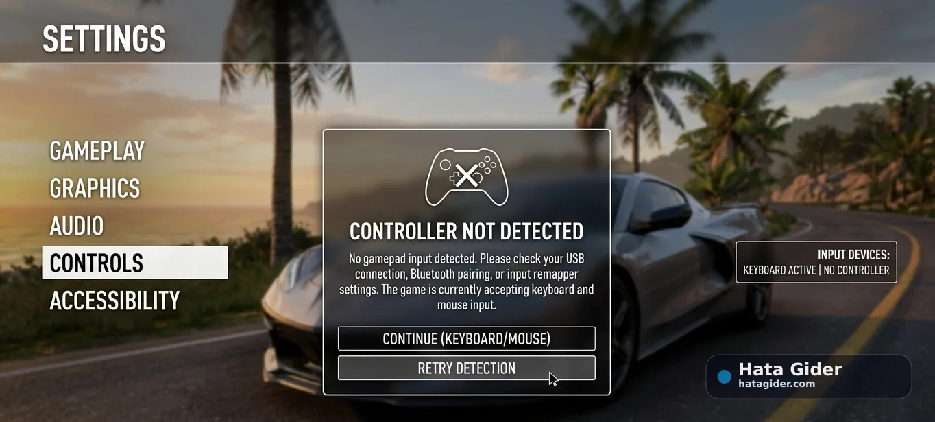 Forza Horizon 5 kol çalışmıyor controller not detected sorunu