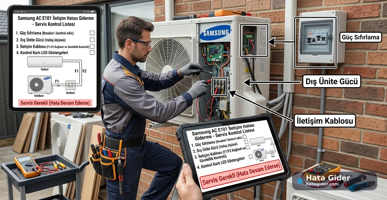 Samsung klima E101 iletişim kablosu ve dış ünite kontrolü