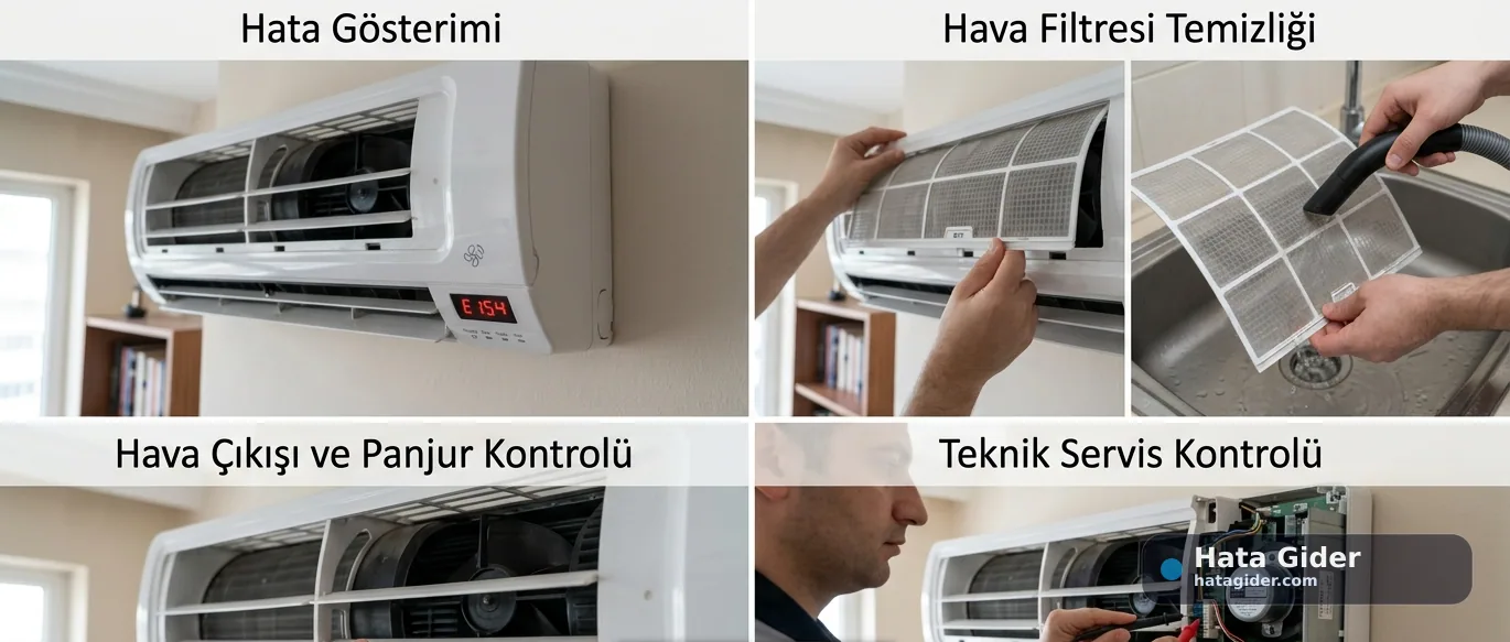 Samsung klima E154 çözümü filtre temizliği fan motoru ve servis kontrolü Samsung klima E154 çözümü filtre temizliği fan motoru ve servis kontrolü